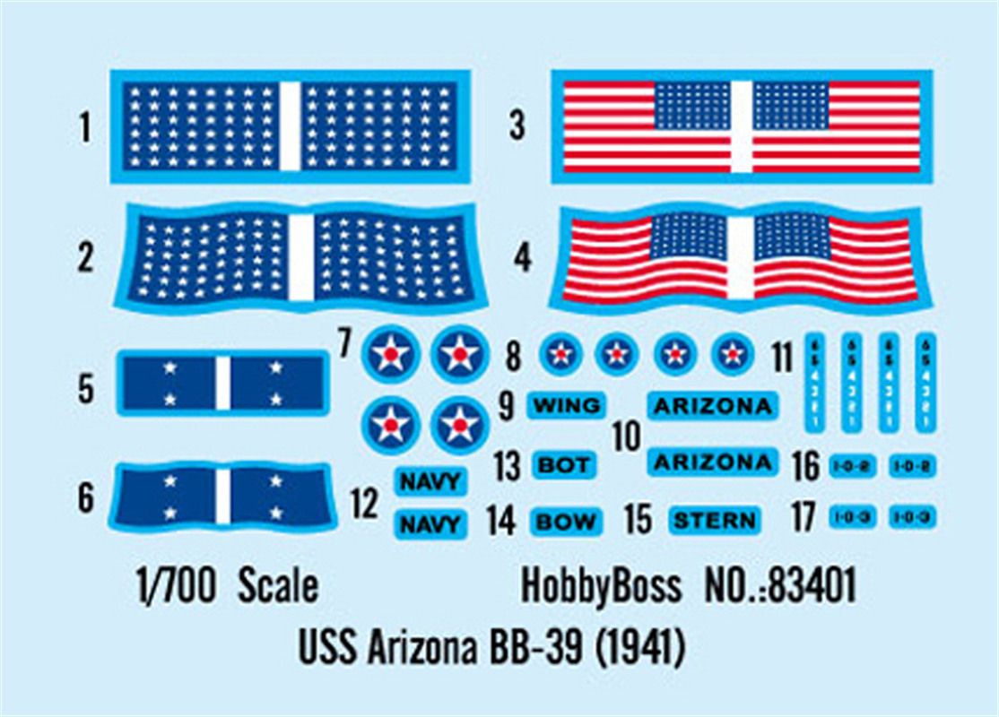 HobbyBoss 83401, масштаб 1/700 – обзор и цена Model Kit Uss Arizona